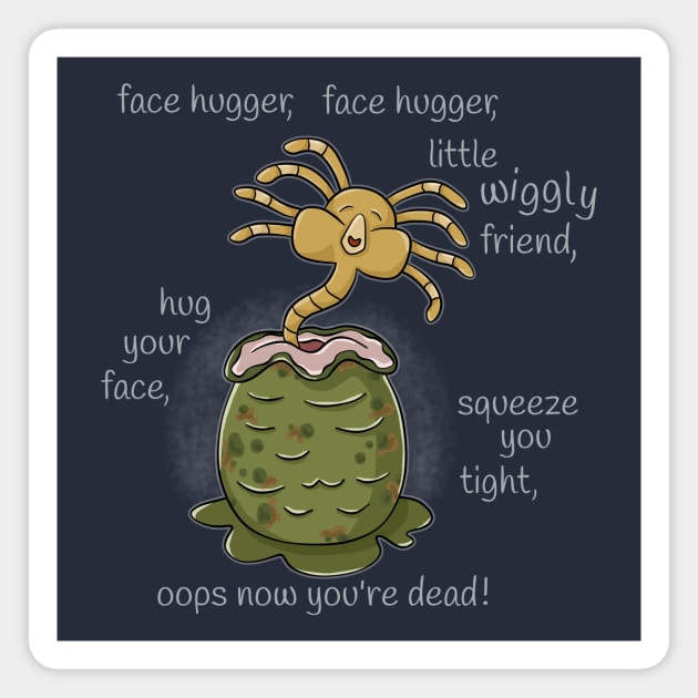 Face Hugger, Little Wiggly Friend Magnet by beckadoodles